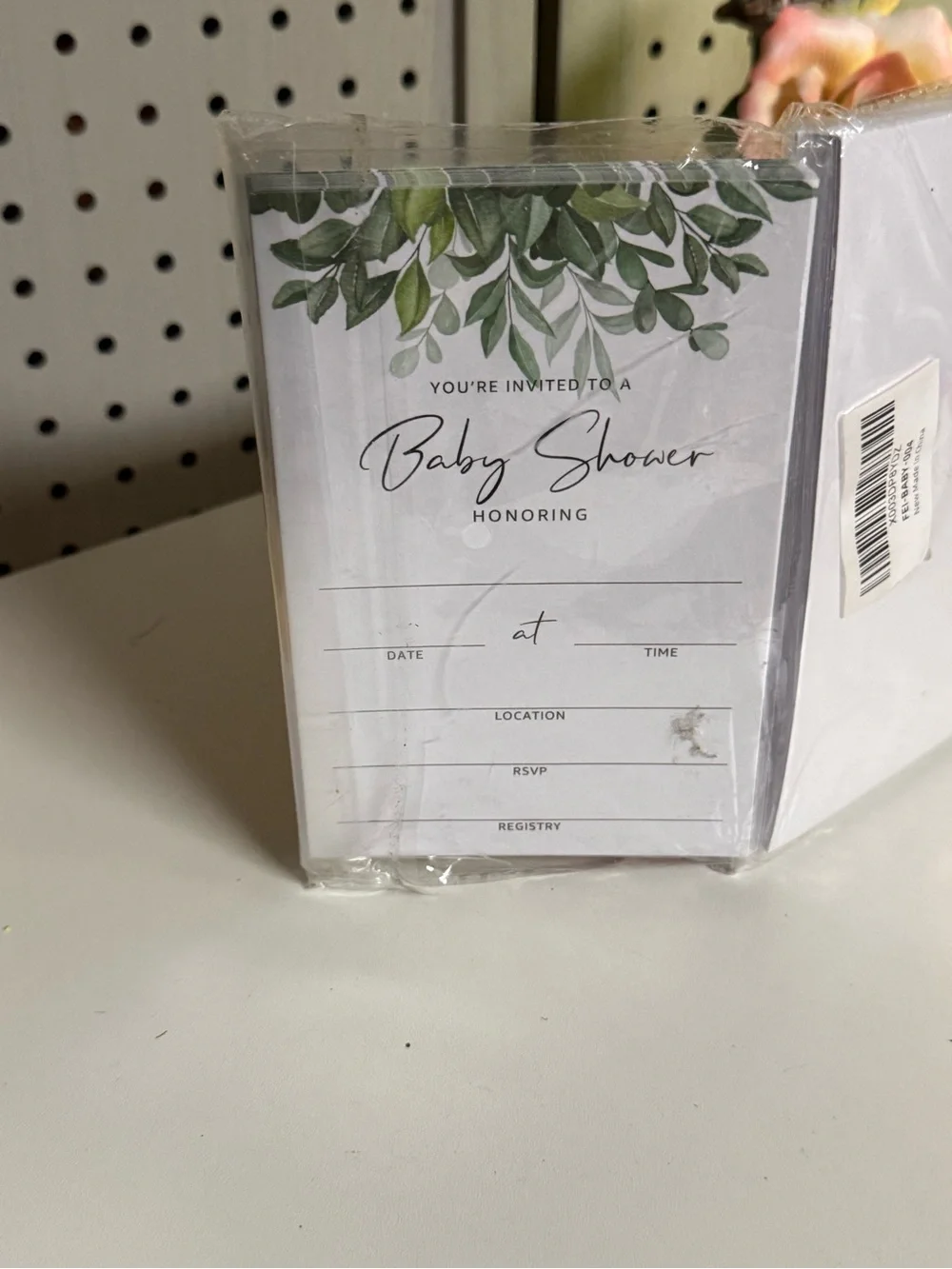 Baby Shower Invitation Cards with Green Leaf Design 24 set